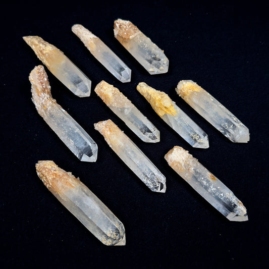 Golden Healer Blue Smoke Lemurian Quartz Crystal Wands medium size, various are double terminated! (BS-220)