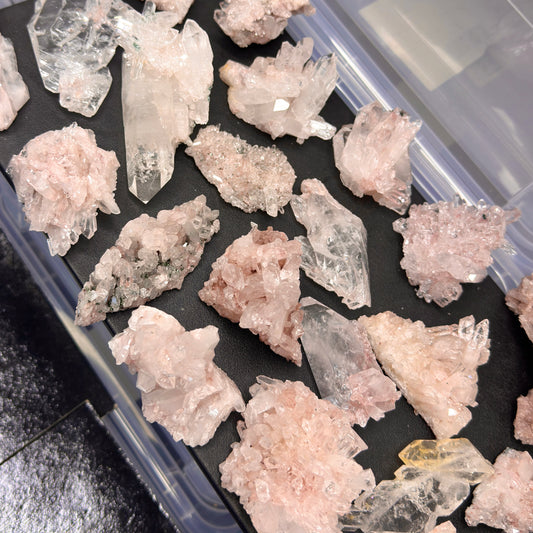 Pink Lemurian Quartz Crystal Clusters (small size) by the kilo BULK