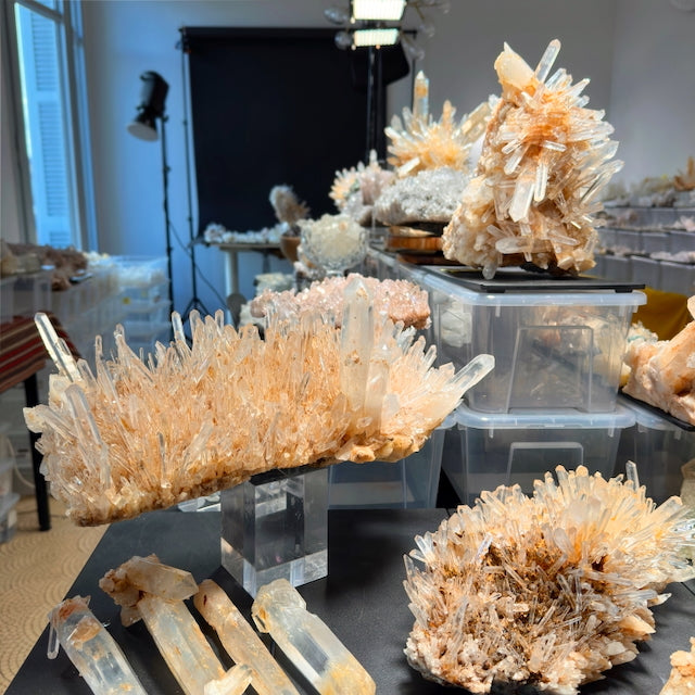 Golden Healer Needle Lemurian Quartz Crystal Clusters (Large) by the kilo BULK