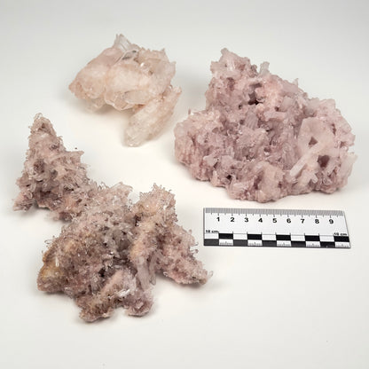 Pink Lemurian Quartz Cluster medium size (Lot: P-1224) 1,426g  x3 pieces