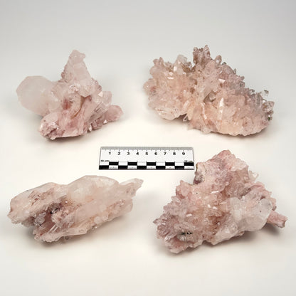 Pink Lemurian Quartz Cluster medium size (Lot: P-1227) 1,769g  x4 pieces