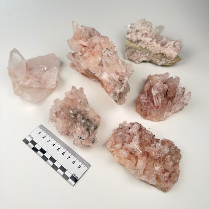 Pink Lemurian Quartz Clusters Medium size (P-1243) 2065g x6