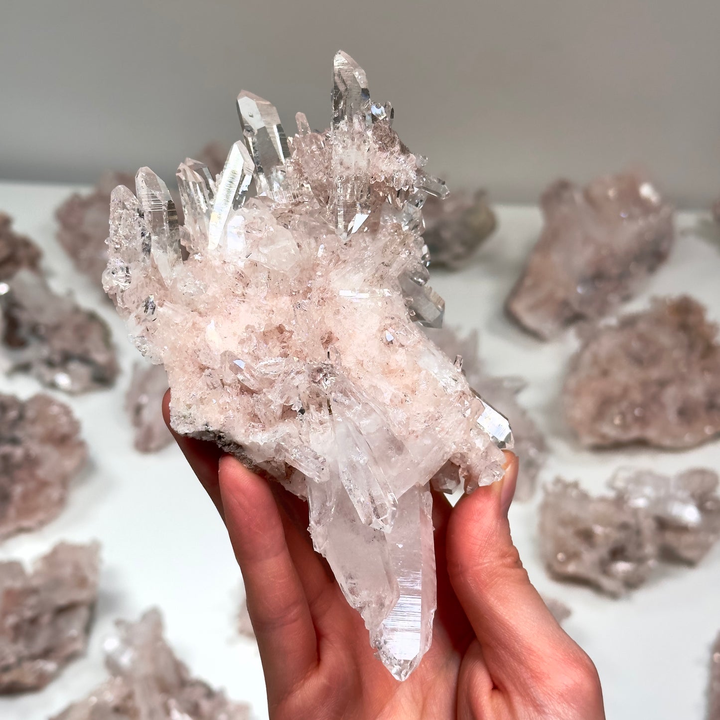 Pink Lemurian Quartz Clusters mixed sizes (P-902)