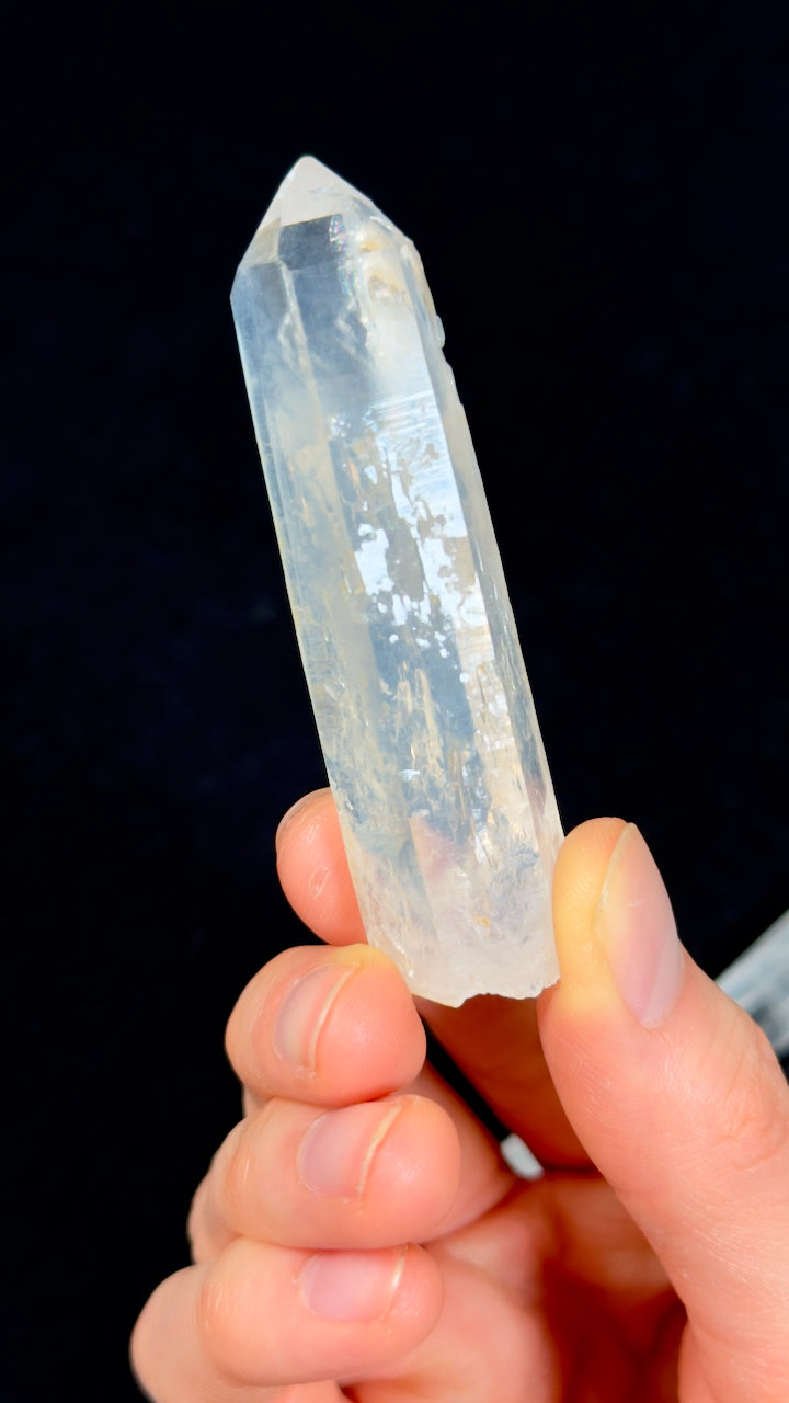 Golden Healer DNA Blue Smoke Lemurian Quartz Crystal Mini Wands (BS-124)