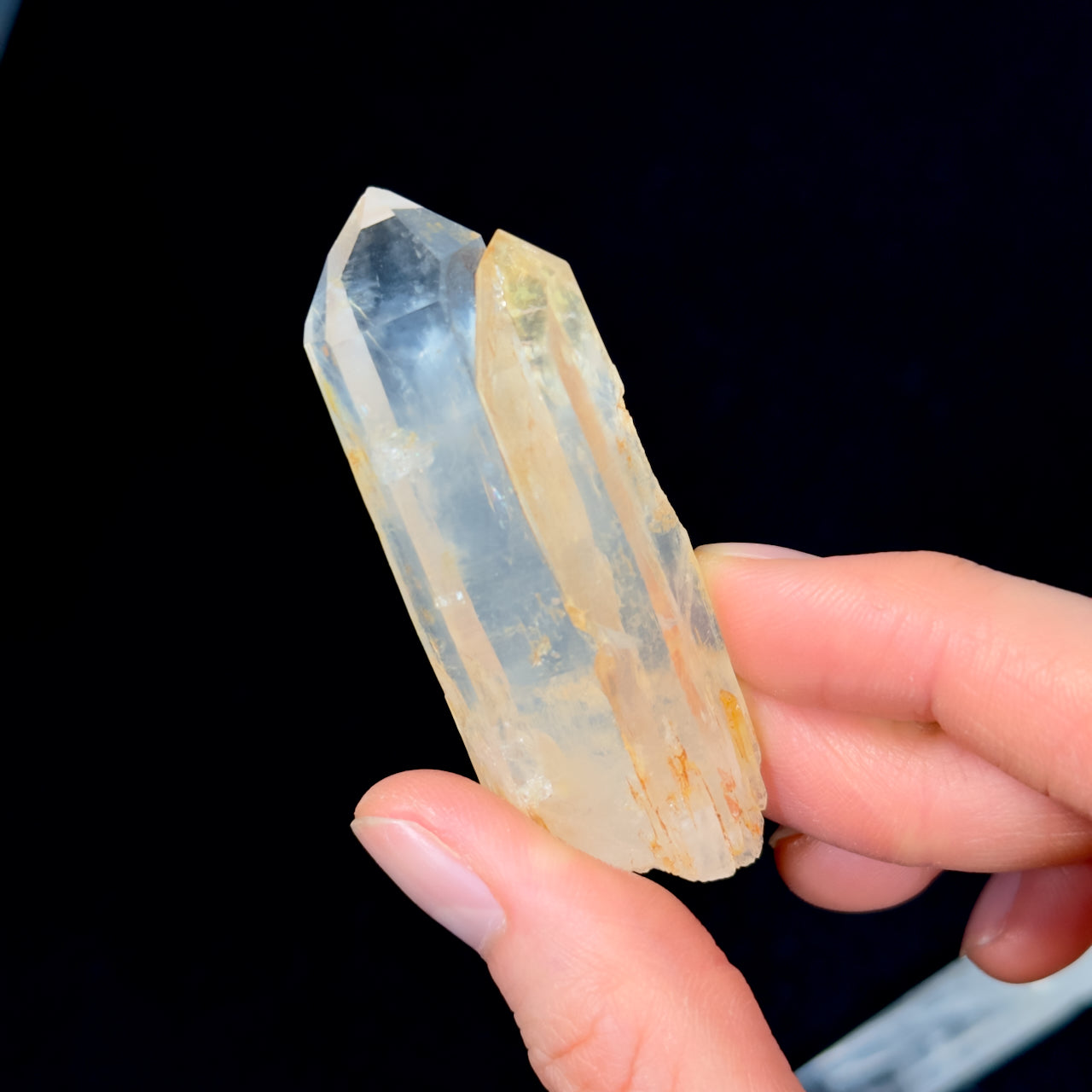 Golden Healer DNA Blue Smoke Lemurian Quartz Crystal Mini Wands (BS-124)