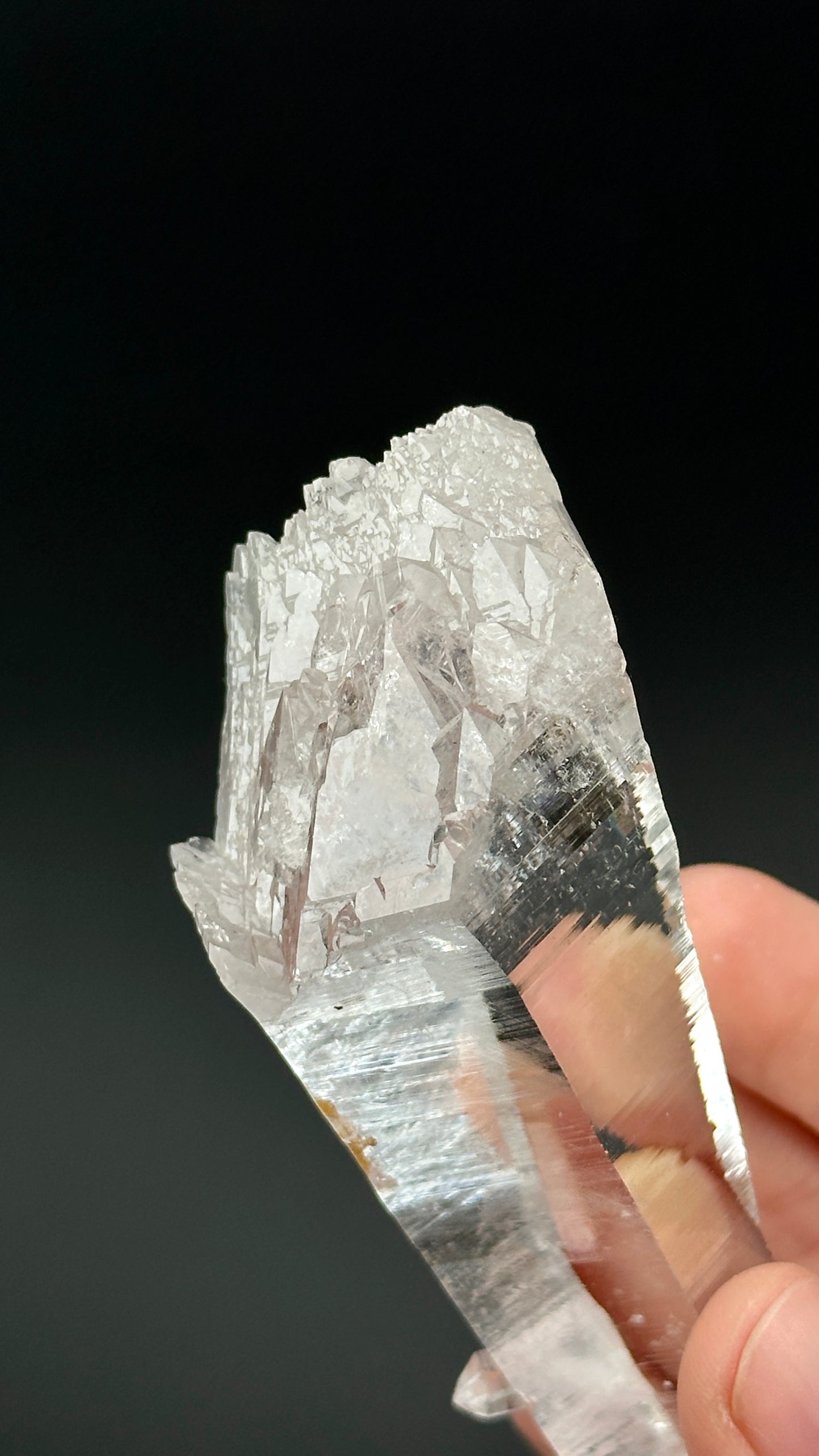 コレクター標本 エレスチャル レーザー ソード オブ ライト ペニャス ブランカス レムリアン クォーツ クリスタル ポイント コロンビア産 (ロット: CO-211) 185g