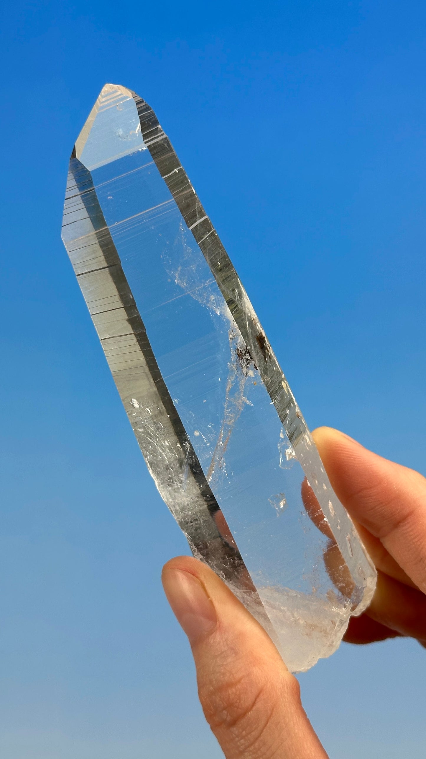 Tabular Peñas Blancas Lemurian Quartz Crystal Point from Colombia (CO-216) 129g