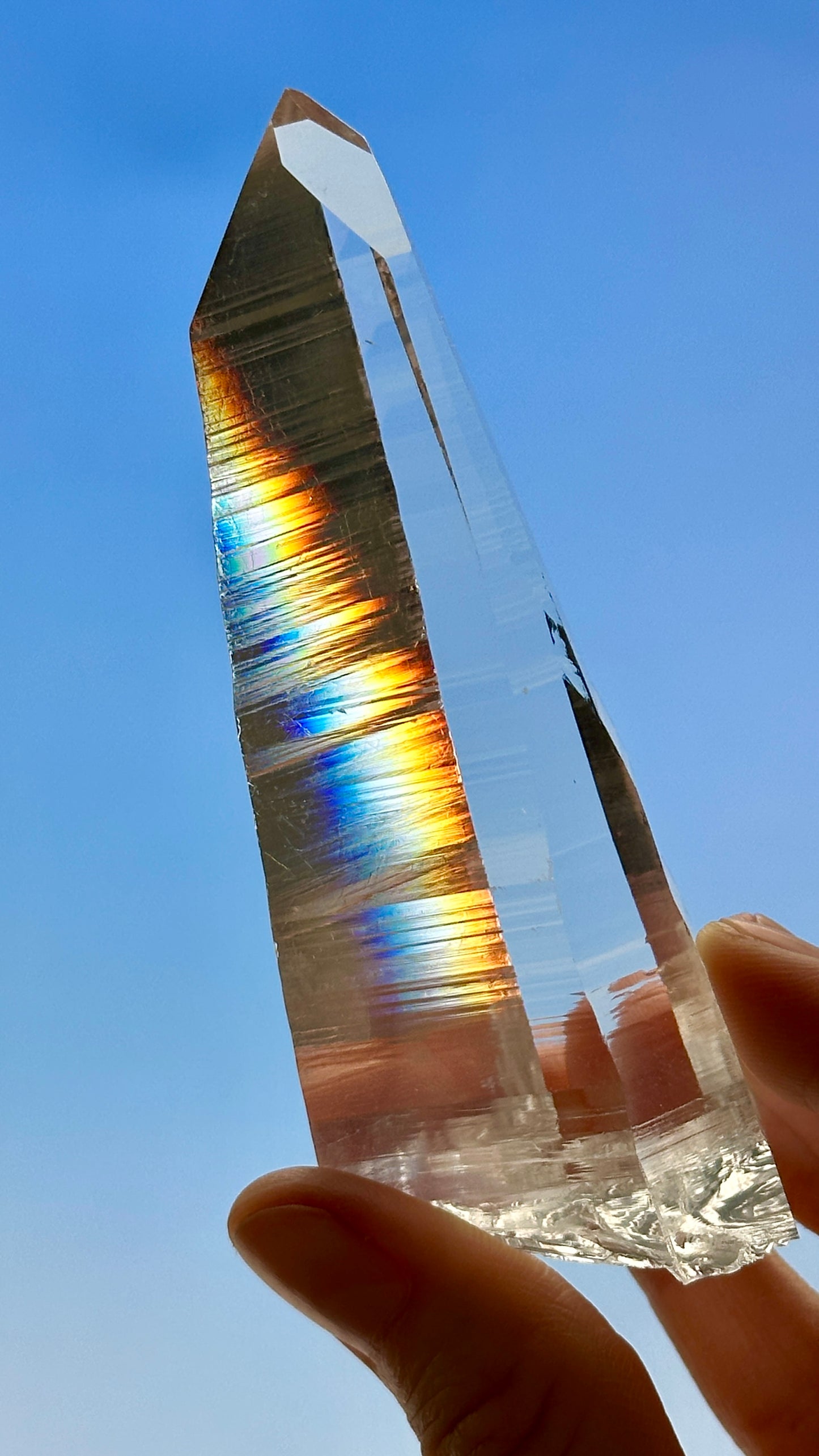 エクストラ クリア ムゾ ハビット ペニャス ブランカス レムリアン クォーツ クリスタル ポイント コロンビア産 (CO-200) 124g