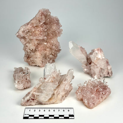 Pink Lemurian Quartz Clusters Medium size (P-1193) 1485g x5