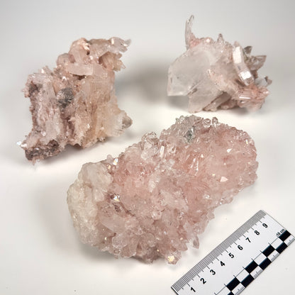 Pink Lemurian Quartz Clusters Medium size (P-1035) 1977g x3