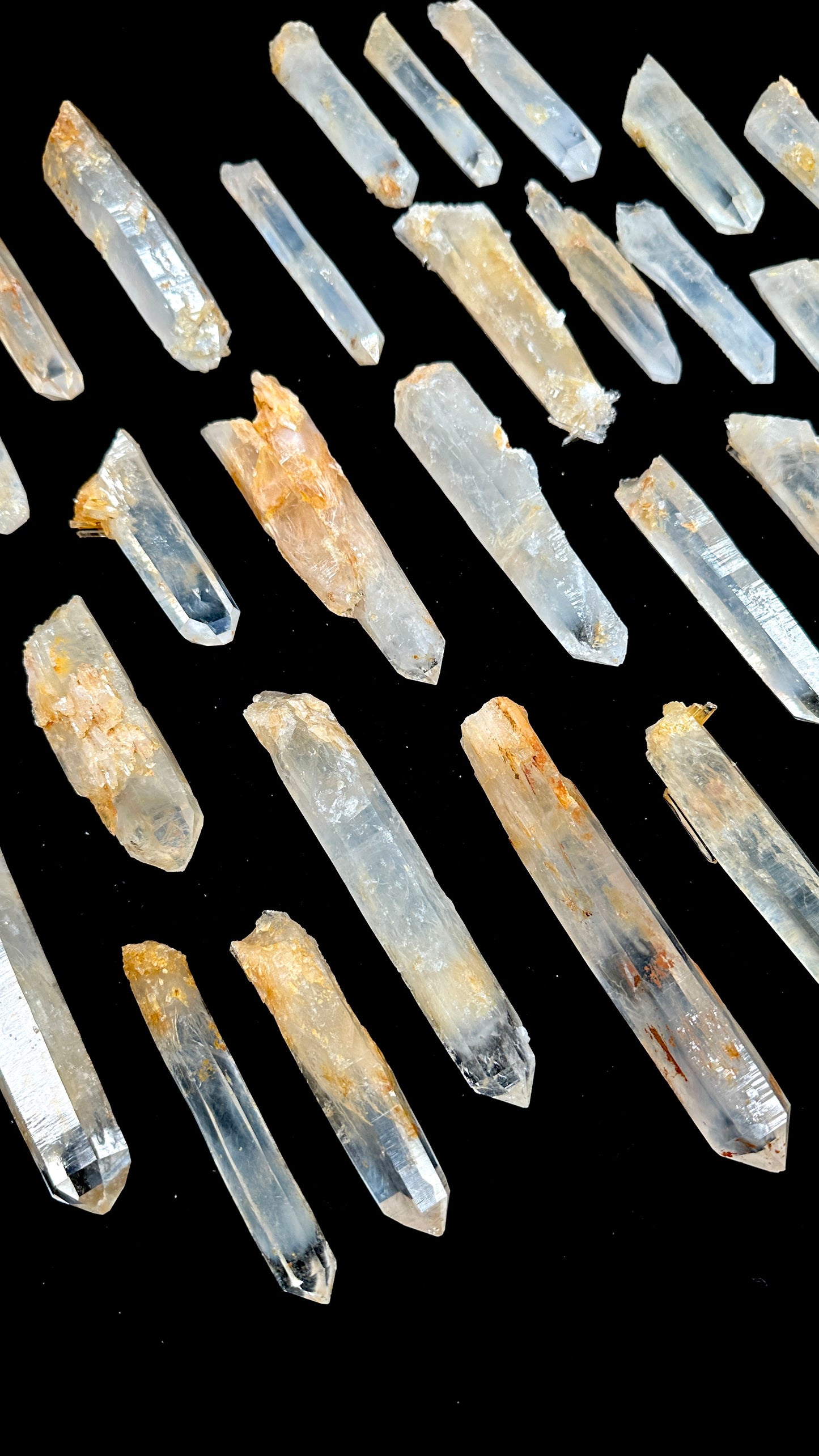 Golden Healer DNA Blue Smoke Lemurian Quartz Crystal Wands Mixed size (BS-147)