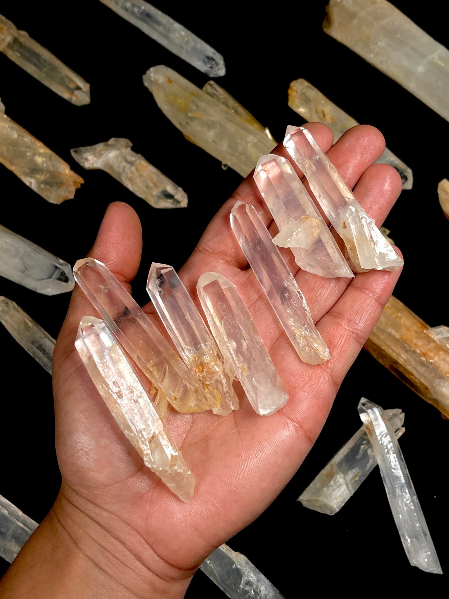 Golden Healer DNA Blue Smoke (Milton mine) Lemurian Quartz Crystal Wands Small, Medium and Large size WHOLESALE (BS-167)