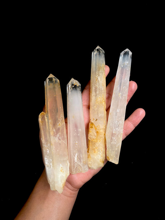 Golden Healer DNA Blue Smoke (Milton mine) Lemurian Quartz Crystal Wands Medium and Large size WHOLESALE (BS-166)