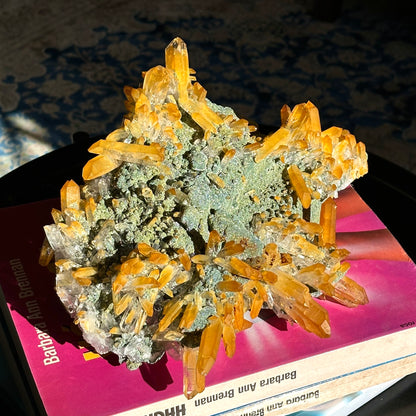 超レア！ゴールデンヒーラーグリーンレムリアンクォーツクラスターコレクター標本（ロット：CO-258）