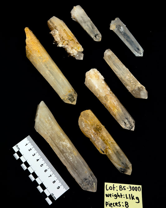 Golden Healer DNA Blue Smoke (Milton mine) Lemurian Quartz Crystal Wands (BS-3000) | WHOLESALE LOT | MIXED SIZE