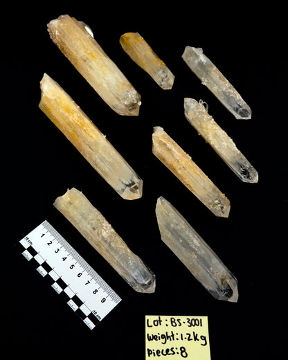 Golden Healer DNA Blue Smoke (Milton mine) Lemurian Quartz Crystal Wands (BS-3001) | WHOLESALE LOT | MIXED SIZE