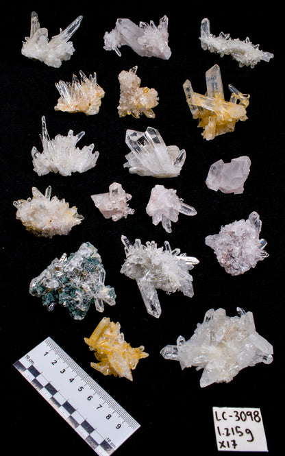 RAINBOW MIX LEMURIAN QUARTZ CLUSTERS (LC-3098) | WHOLESALE LOT | SMALL SIZE 1215g x17