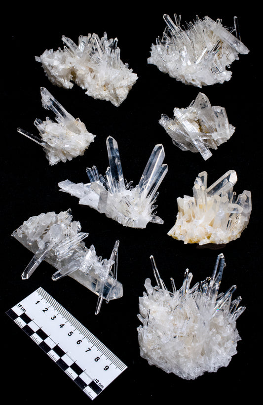 NEEDLE SUPER OPTICAL LEMURIAN QUARTZ CLUSTERS (LC-3111) | WHOLESALE LOT | MEDIUM SIZE 1495g x8