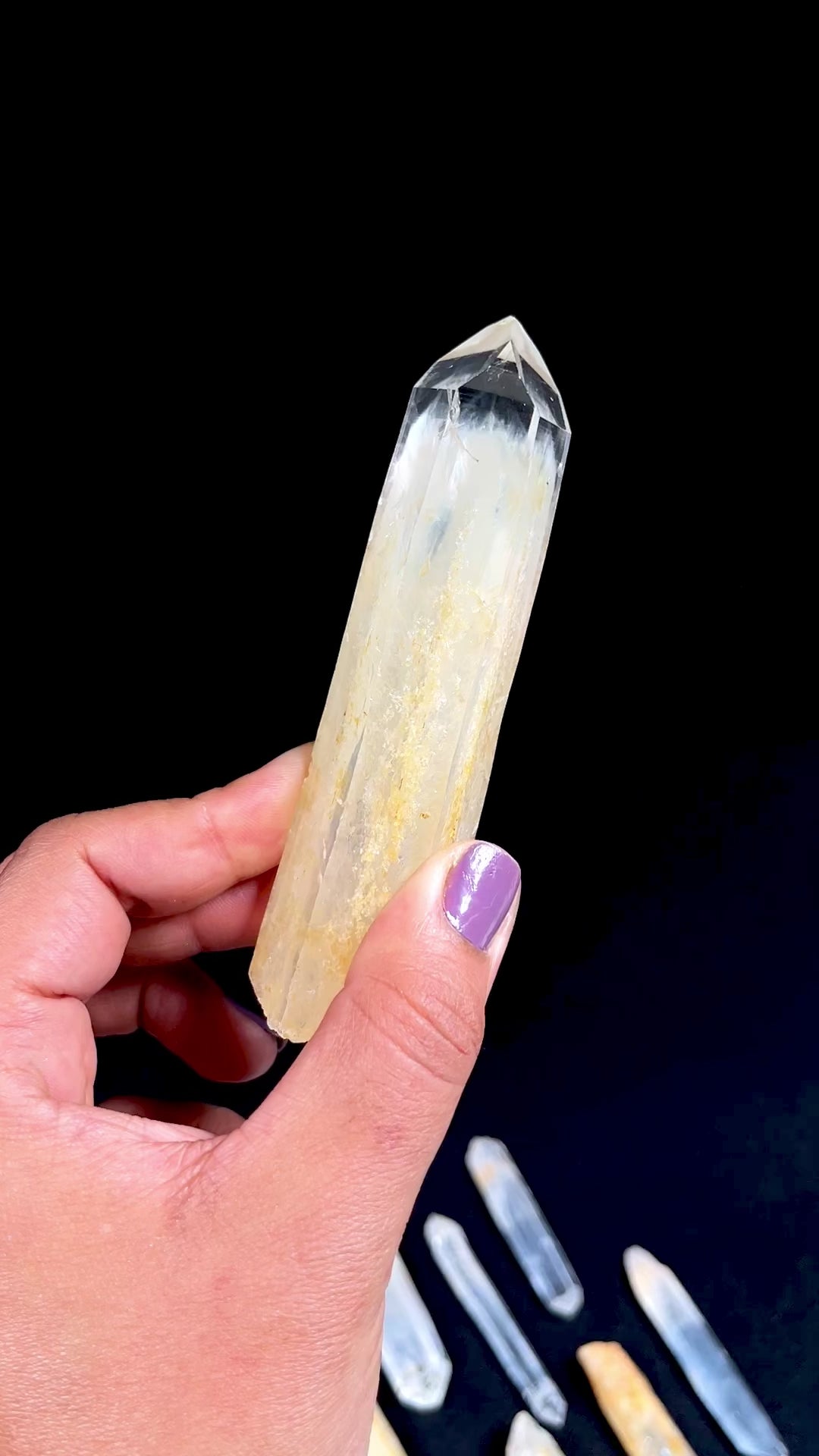 Lemurian Golden Healer & Blue Smoke Diamond Tips Wand #3, Sacred Fire and Ice top Collection, crystal healing, points