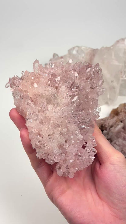Pink Lemurian Quartz Cluster medium size (Lot: P-1219) 1,573g  x3 pieces