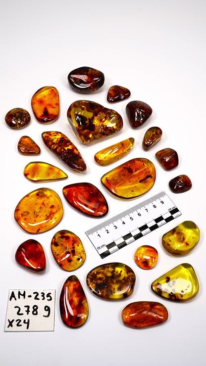 手磨き琥珀 卸売 x24個 (AM-235)