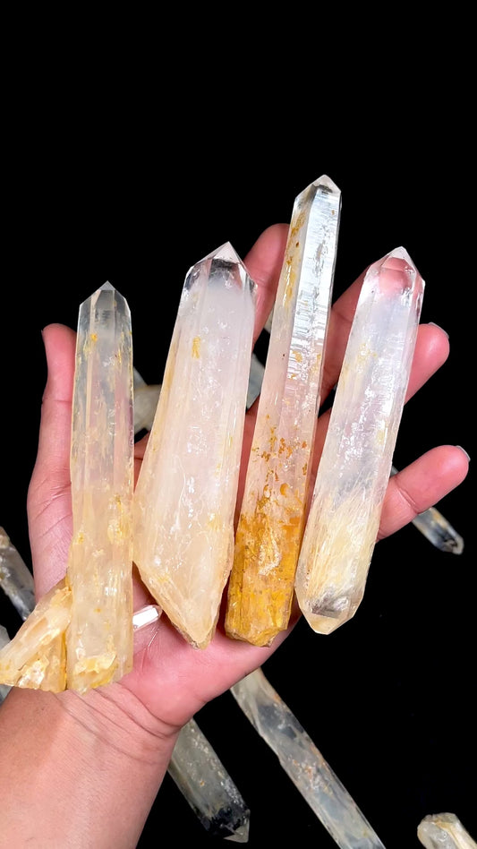 Golden Healer DNA Blue Smoke (Milton mine) Lemurian Quartz Crystal Wands Medium and Large size WHOLESALE (BS-163)