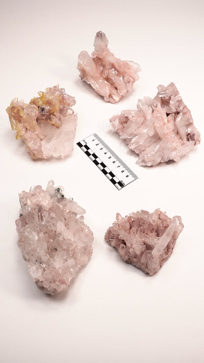 PINK LEMURIAN QUARTZ CLUSTERS MEDIUM SIZE (P-1446) 2,453 G X5 | WHOLESALE LOT