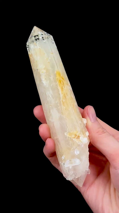 コロンビア産 ダブルターミネーテッド DNA ブルースモーク ゴールデンヒーラー レムリアンクォーツ クリスタルポイント (CO-205) 237g