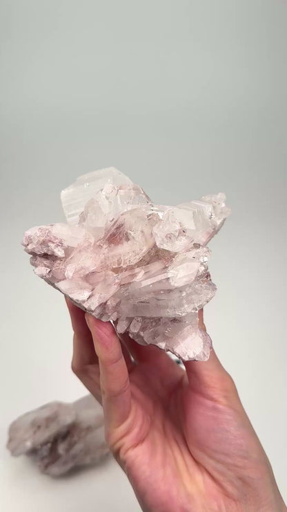 Pink Lemurian Quartz Cluster medium size (Lot: P-1227) 1,769g  x4 pieces