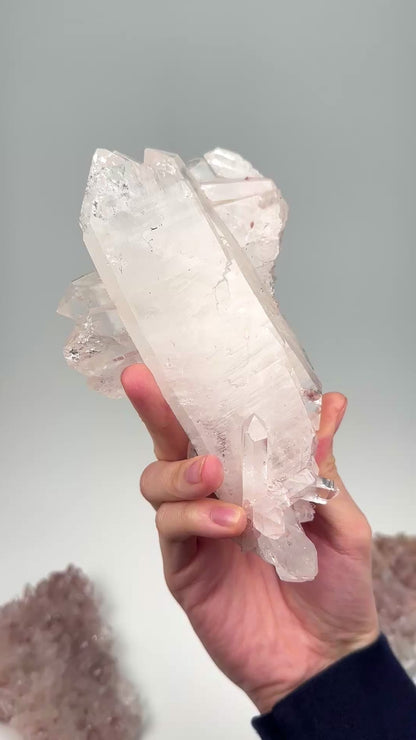 Pink Lemurian Quartz Cluster medium size (Lot: P-1219) 1,573g  x3 pieces