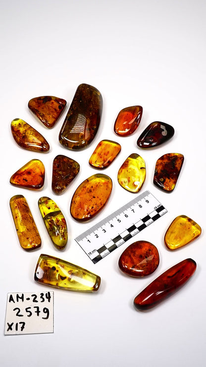 手磨き琥珀 卸売 x17個 (AM-234)