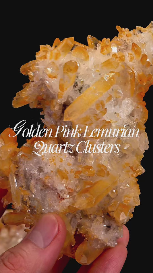 Golden Pink Lemurian Quartz Clusters | (Lot: LC-3046) | Wholesale Lot | Mixed Size