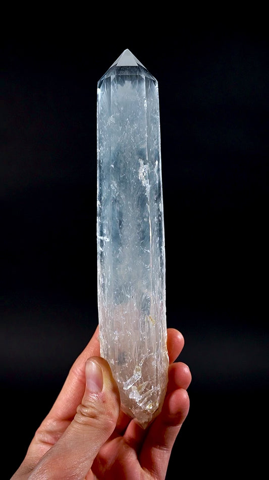 Master Double Terminated Blue Feather DNA Lemurian Quartz Crystal Wand (Lot: CO-250)