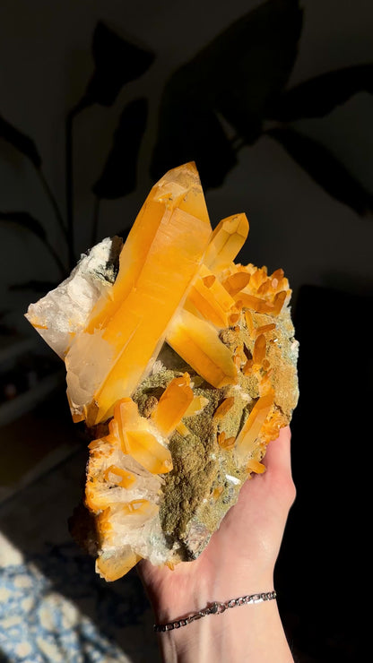 超レア！ゴールデンヒーラーグリーンレムリアンクォーツクラスターコレクター標本（ロット：LC-252）