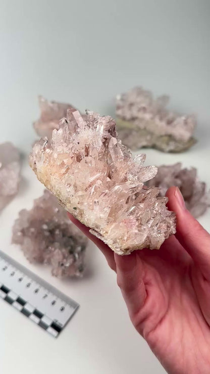Pink Lemurian Quartz Clusters Medium size (P-1243) 2065g x6