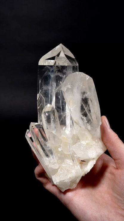 タントリックツインカテドラルレムリアンクォーツクラスター（渦巻く雲付き）コレクター標本（ロット：CO-276）678g