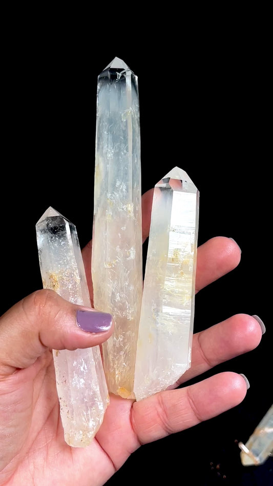 Golden Healer DNA Blue Smoke (Milton mine) Lemurian Quartz Crystal Wands Medium and Large size WHOLESALE (BS-166)