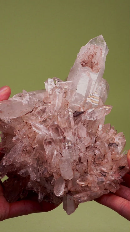 SUPER OPTICAL PINK LEMURIAN QUARTZ CLUSTER MEDIUM SIZE (P-3007) | WHOLESALE LOT