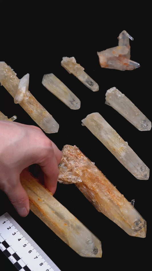 GOLDEN HEALER DNA BLUE SMOKE LEMURIAN QUARTZ POINTS (BS-3030) | WHOLESALE LOT | MIXED SIZE 1440g x9