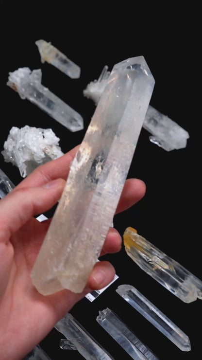 BLUE FEATHER LEMURIAN QUARTZ POINTS (BS-3025) | WHOLESALE LOT | MEDIUM SIZE 1185g x12