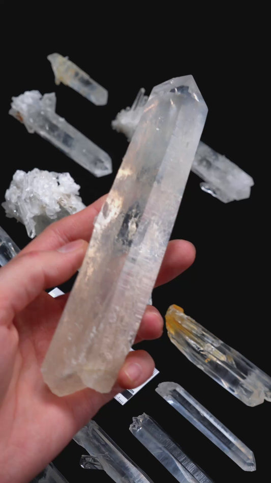 BLUE FEATHER LEMURIAN QUARTZ POINTS (BS-3025) | WHOLESALE LOT | MEDIUM SIZE 1185g x12