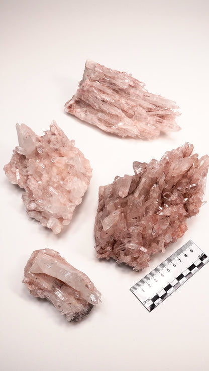 PINK LEMURIAN QUARTZ CLUSTERS MEDIUM SIZE (P-1435) 3.019 G X4 | WHOLESALE LOT