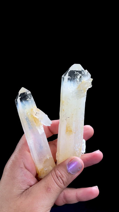 ゴールデンヒーラーDNAブルースモークレムリアンクォーツクリスタルワンド（大・中サイズ）（BS-151A）