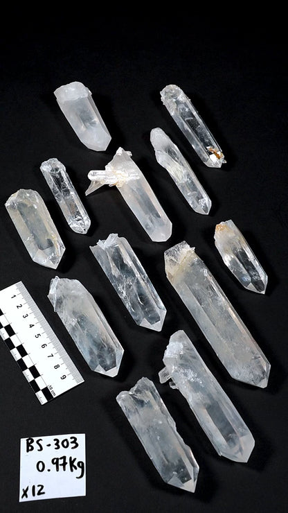 Blue Feather Lemurian Quartz crystal Points (BS-303) 970g x12