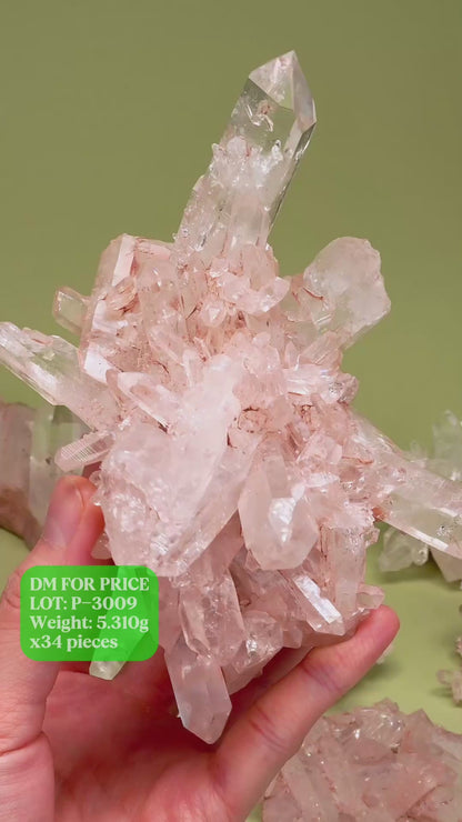 SUPER OPTICAL PINK LEMURIAN QUARTZ CLUSTERS (P-3009) | WHOLESALE LOT | MIXED SIZE