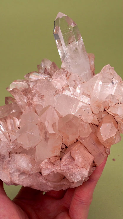 SUPER OPTICAL PINK LEMURIAN QUARTZ CLUSTER MEDIUM SIZE (P-3008) | WHOLESALE LOT