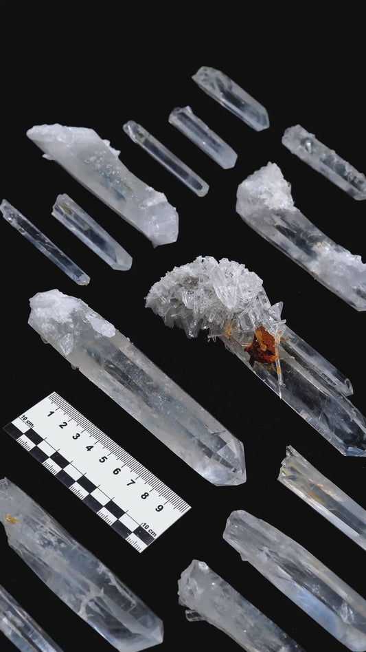BLUE FEATHER LEMURIAN QUARTZ POINTS (BS-3029) | WHOLESALE LOT | MEDIUM SIZE 1110g x15
