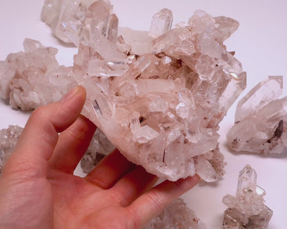 PINK LEMURIAN QUARTZ CLUSTERS (P-3031) | WHOLESALE LOT | SMALL MEDIUM SIZE 1470g x9