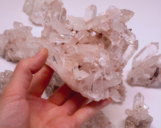 PINK LEMURIAN QUARTZ CLUSTERS (P-3031) | WHOLESALE LOT | SMALL MEDIUM SIZE 1470g x9