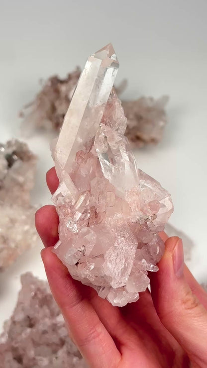 Pink Lemurian Quartz Cluster medium size (Lot: P-1226) 1345g  x6 pieces